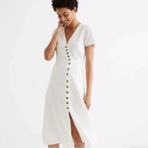 Madewell white linen maxi dress with buttons, size 2